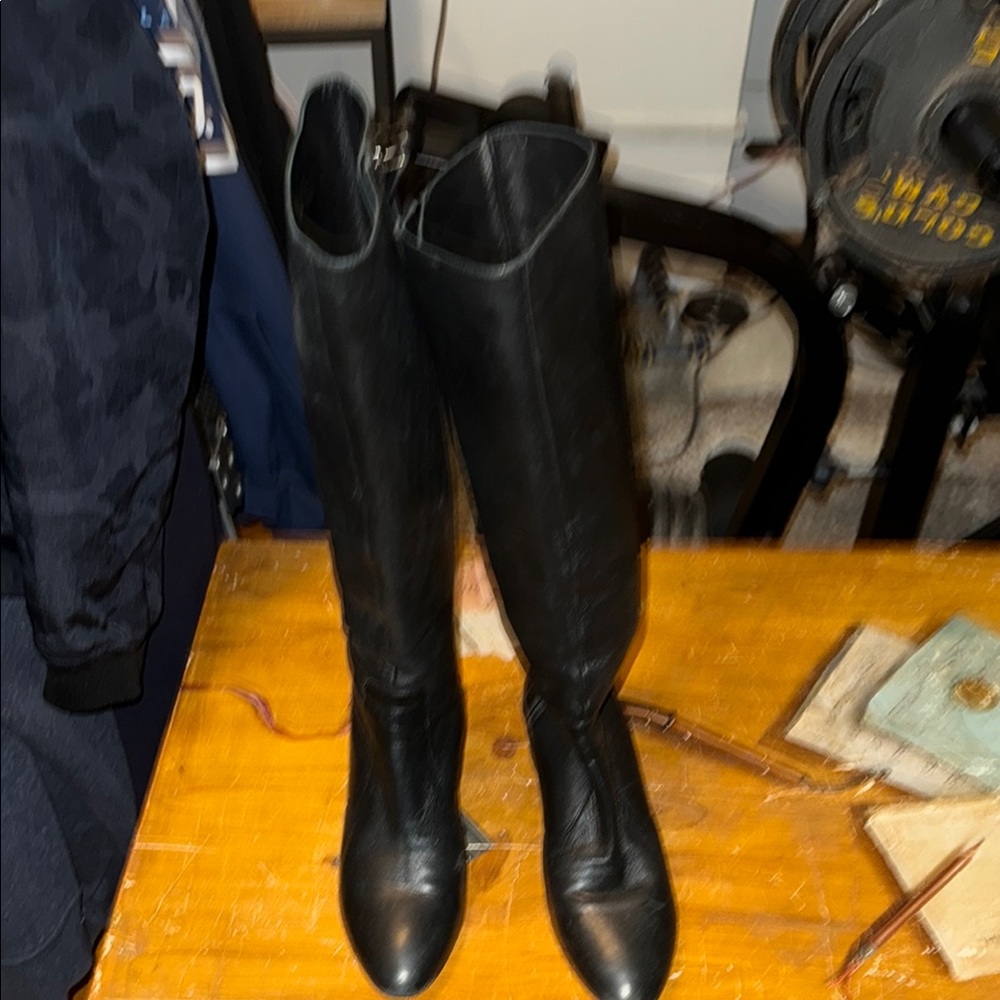 Black Knee-High Leather Boots